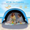 image:imageGorich Beach Tent Sun Shelter with UPF50 UV Protection for 1234567 Person Lightweight amp Portable Beach Shade Canopy with 2 Zippered Doors Easy Setup Family Beach UmbrellaDark ShelterSkyblue