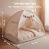 image:imageGorich Twin Bed Tent for Kids Indoor Privacy Toddler Sleeping Canopy with Mesh Window Fits Bunk or Floor Bed Include Star Lights amp Tassels Cozy Playhouse for Boys Girls BirthdayCream