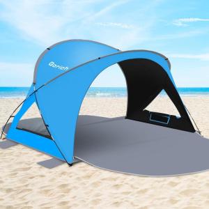 image:imageGorich Beach Tent Sun Shelter with UPF50 UV Protection for 1234567 Person Lightweight amp Portable Beach Shade Canopy with 2 Zippered Doors Easy Setup Family Beach UmbrellaDark ShelterSkyblue