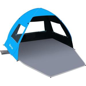 image:imageGorich Easy Pop Up Beach Tent for 34 Person UPF 50 UV Protection Beach Umbrella Sun Shelter Portable Lightweight Shade with Easy Foldable amp Instant SetupDark ShelterSkyblue