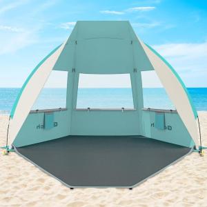 image:imageGorich Portable Beach Tent for 34567 Person with UPF 50 UV Protection Lightweight amp Foldable Sun Shelter with 5 Sand Bags Easy Setup Windproof Beach Umbrella Sun ShadeTurquoise