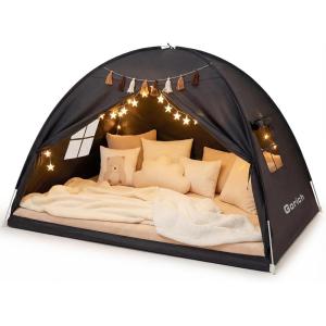 image:imageGorich Twin Bed Tent for Kids Indoor Privacy Toddler Sleeping Canopy with Mesh Window Fits Bunk or Floor Bed Include Star Lights amp Tassels Cozy Playhouse for Boys Girls BirthdayBlack