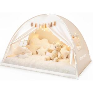 image:imageGorich Twin Bed Tent for Kids Indoor Privacy Toddler Sleeping Canopy with Mesh Window Fits Bunk or Floor Bed Include Star Lights amp Tassels Cozy Playhouse for Boys Girls BirthdayCream