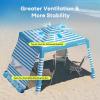 image:imageGorich Beach Cabana with UPF50 UV Protection 8x8 FT10x10 FT Beach Canopy Tent with Side Wall Easy Setup Windproof Portable Sun Shelter Shade for FamilyOcean Blue Stripe