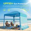 image:imageGorich Beach Cabana with UPF50 UV Protection 8x8 FT10x10 FT Beach Canopy Tent with Side Wall Easy Setup Windproof Portable Sun Shelter Shade for FamilyOcean Blue Stripe