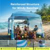 image:imageGorich Beach Cabana with UPF50 UV Protection 8x8 FT10x10 FT Beach Canopy Tent with Side Wall Easy Setup Windproof Portable Sun Shelter Shade for FamilyOcean Blue Stripe