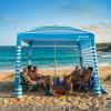 image:imageGorich Beach Cabana with UPF50 UV Protection 8x8 FT10x10 FT Beach Canopy Tent with Side Wall Easy Setup Windproof Portable Sun Shelter Shade for FamilyOcean Blue Stripe