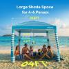image:imageGorich Beach Cabana with UPF50 UV Protection 8x8 FT10x10 FT Beach Canopy Tent with Side Wall Easy Setup Windproof Portable Sun Shelter Shade for FamilyOcean Blue Stripe